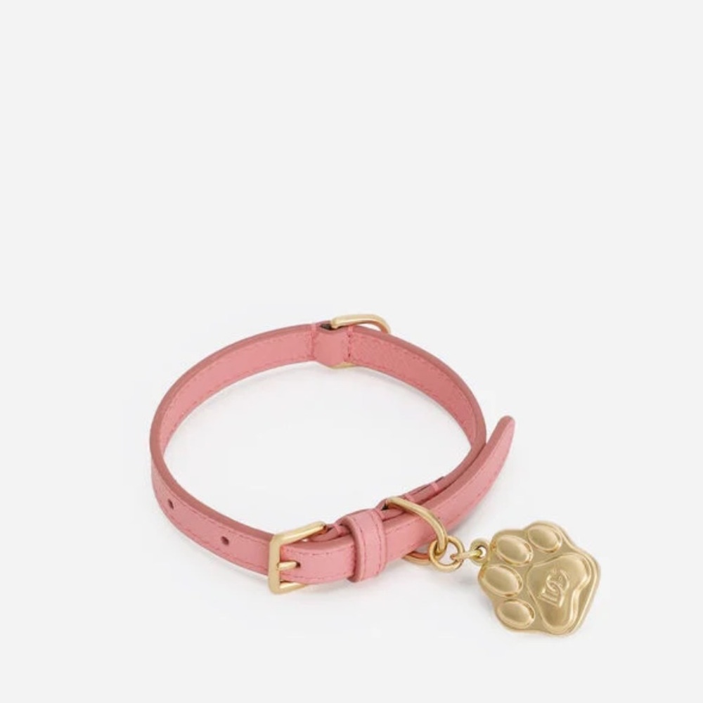 NWT! Dolce & Gabbana Pink Collar with Gold Charm size S